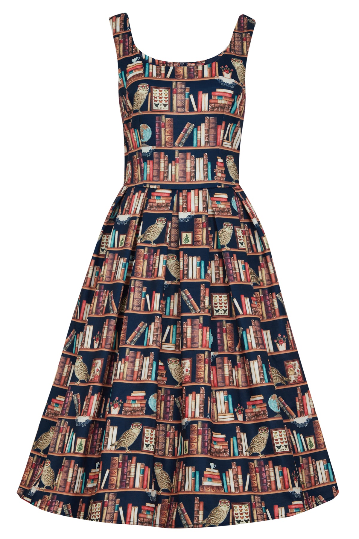 Amanda Library Book Owl Print Swing Dress