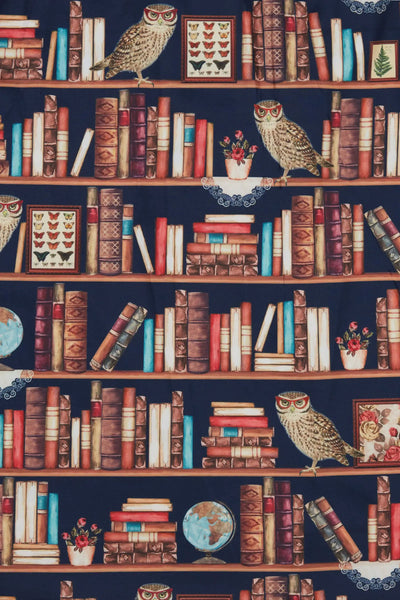 vintage Library Book & Owl Print 