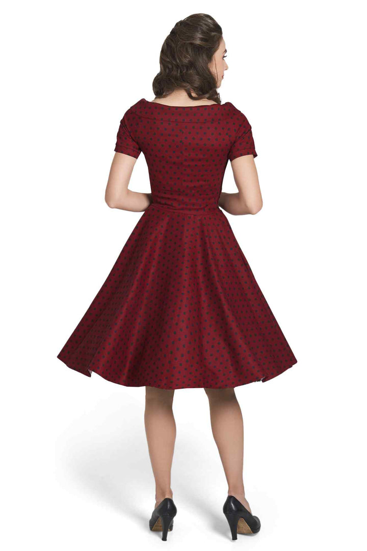 Polka dot burgundy dress top