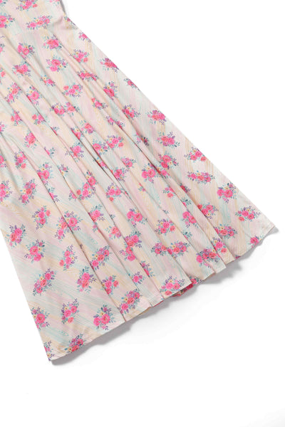 Close up view of Vintage Pastel Floral Midi Dress