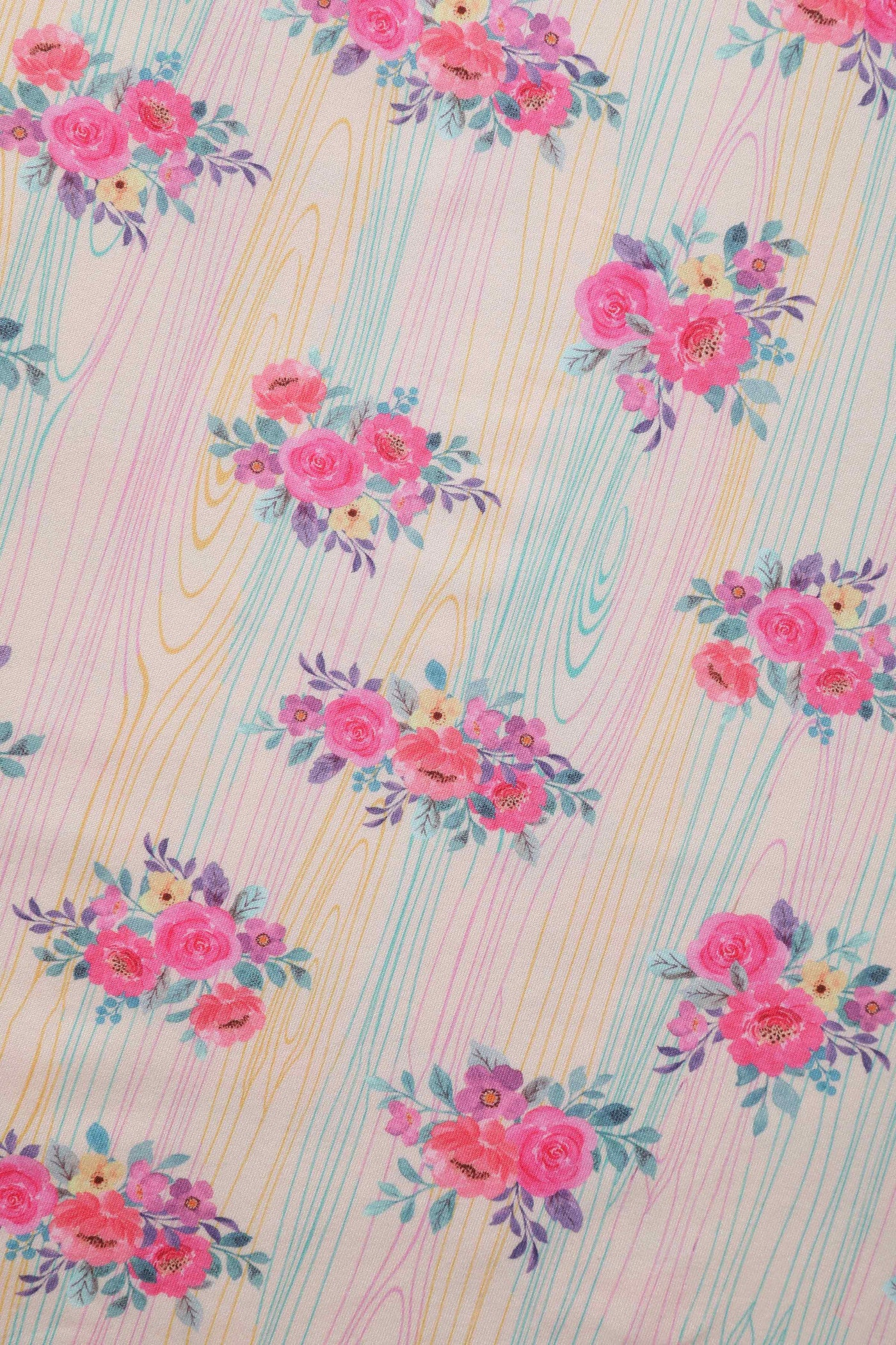 Close up view of Vintage Pastel Floral Midi Dress