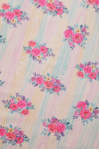 Close up view of Vintage Pastel Floral Midi Dress