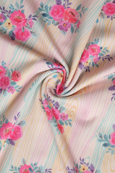 Close up view of Vintage Pastel Floral Midi Dress