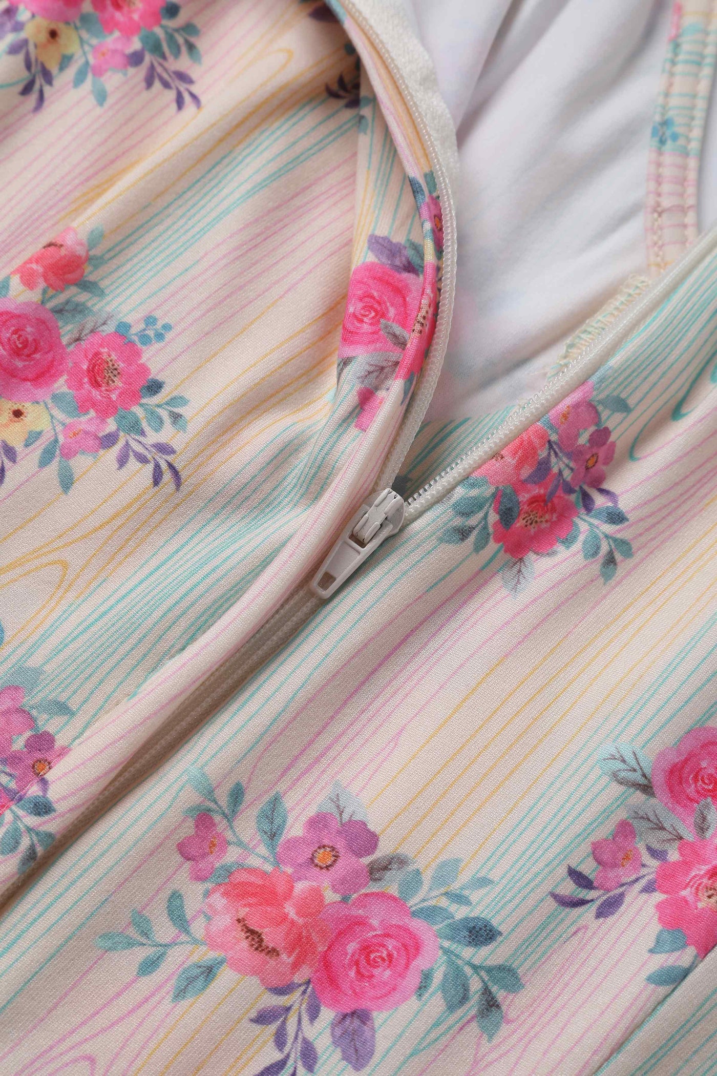 Close up view of Vintage Pastel Floral Midi Dress