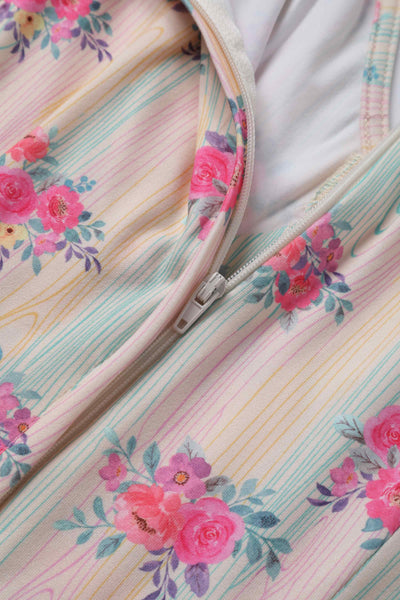 Close up view of Vintage Pastel Floral Midi Dress