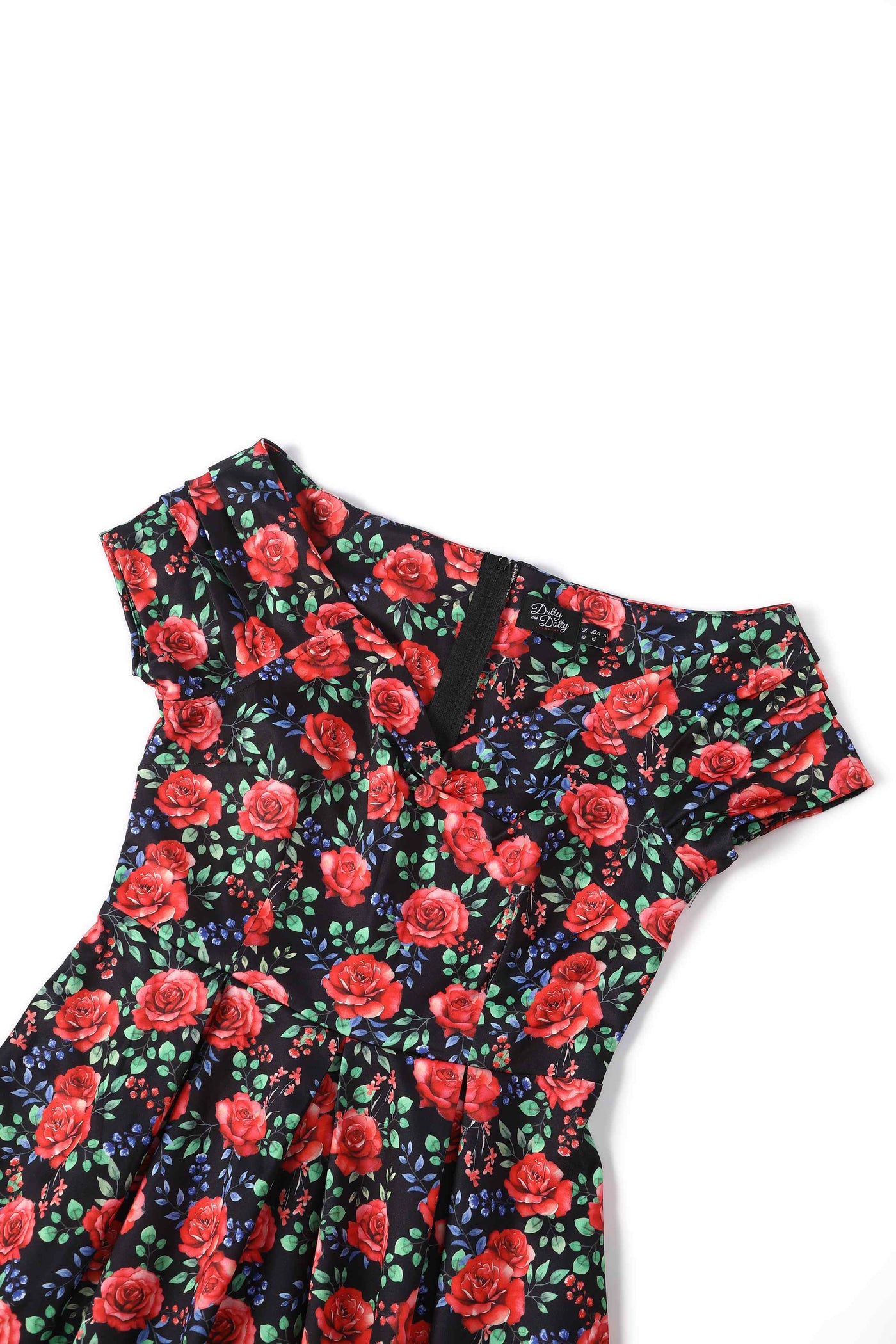 Red Rss Dress Lily Vintage Red Rose Off Shoulder Dress In Black