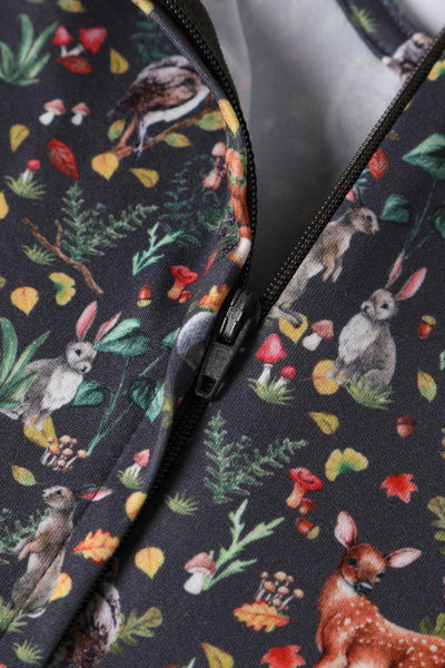 Close up View of Whimsical Woodland Long Sleeved Dress