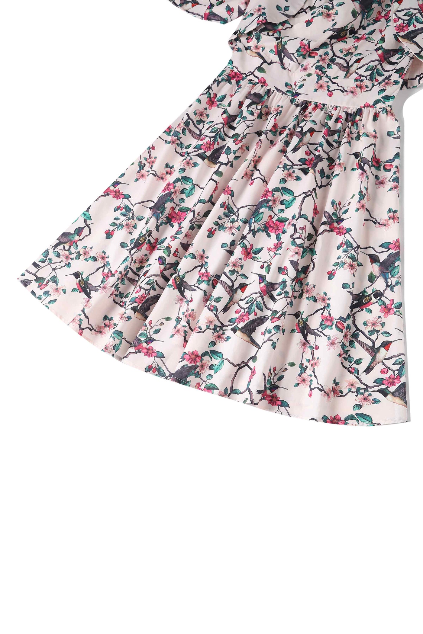 Close up view of White Bird Print Bolero Jacket