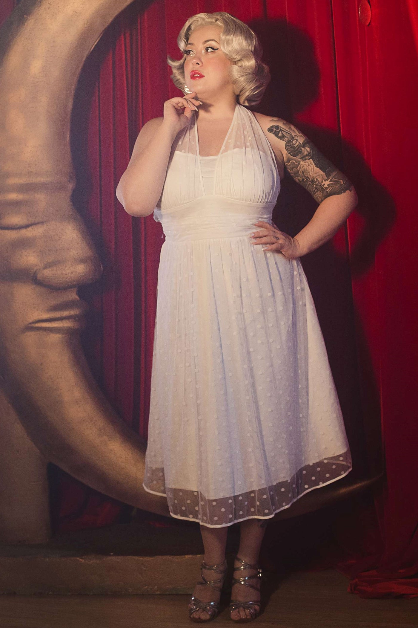 White Mesh Halter Dress | Marilyn Monroe Inspired White Mesh Halter Dress | Marilyn Monroe Inspired