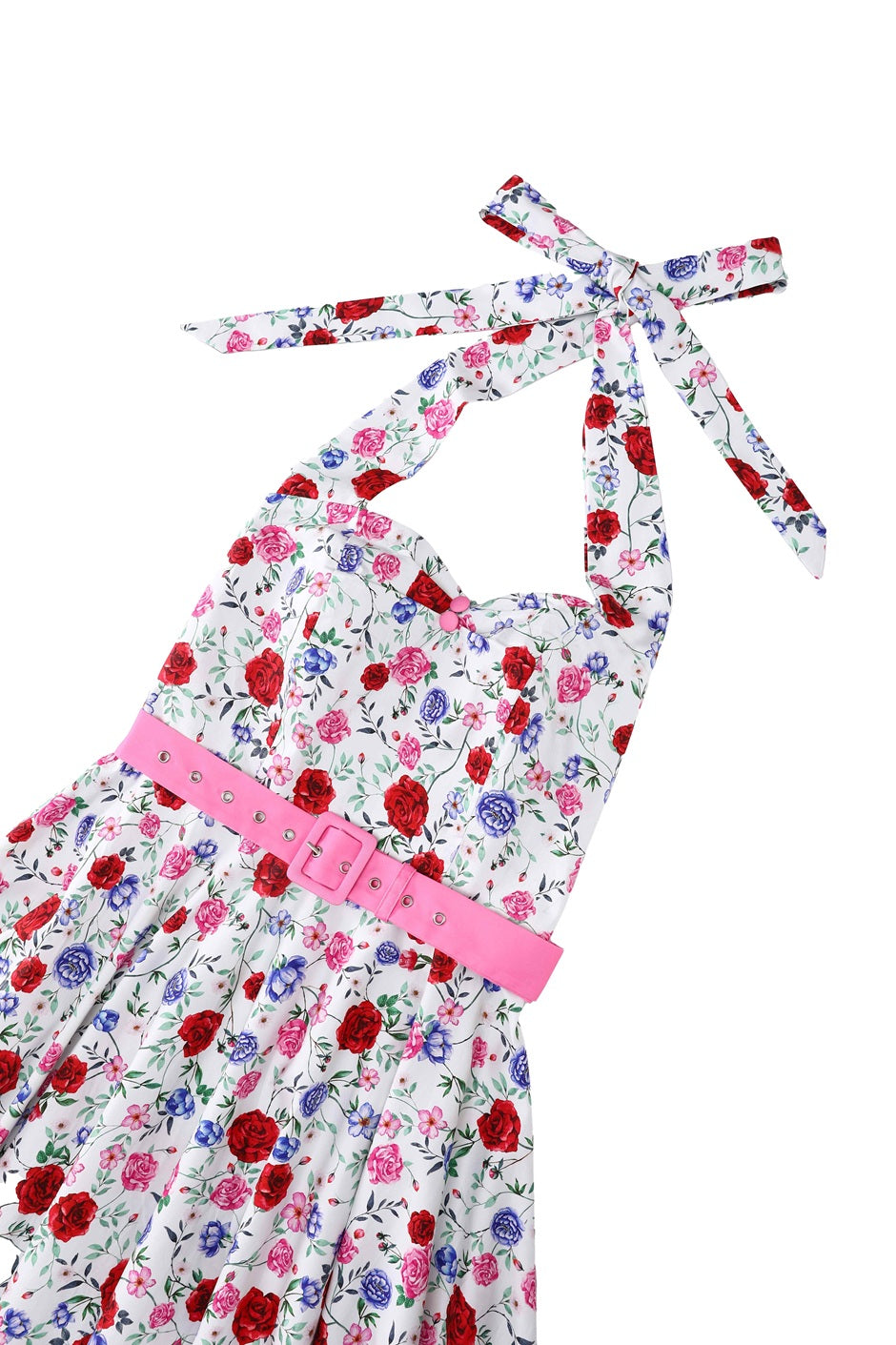  Close up view of White Rose Halter Dress