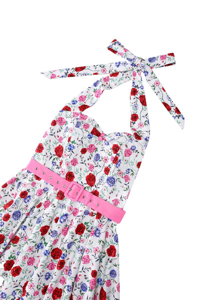  Close up view of White Rose Halter Dress