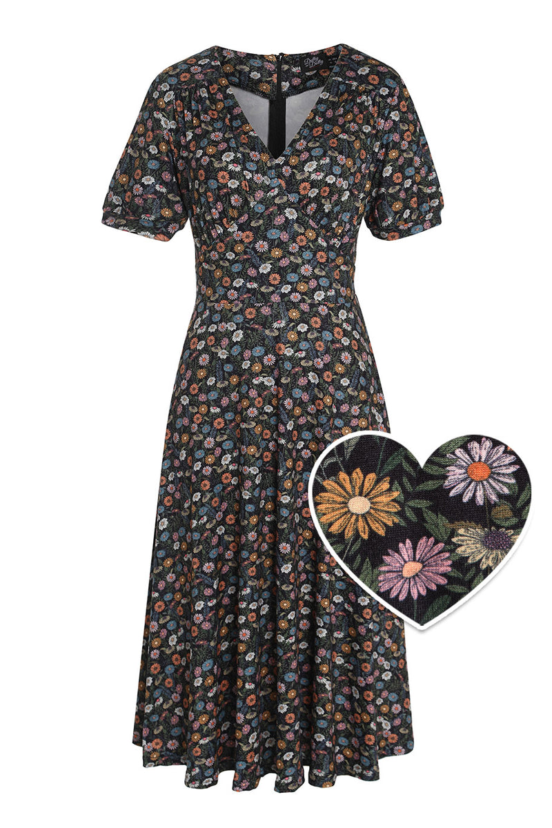 Front view of Fabric of Julia Wildflower Midi Dress