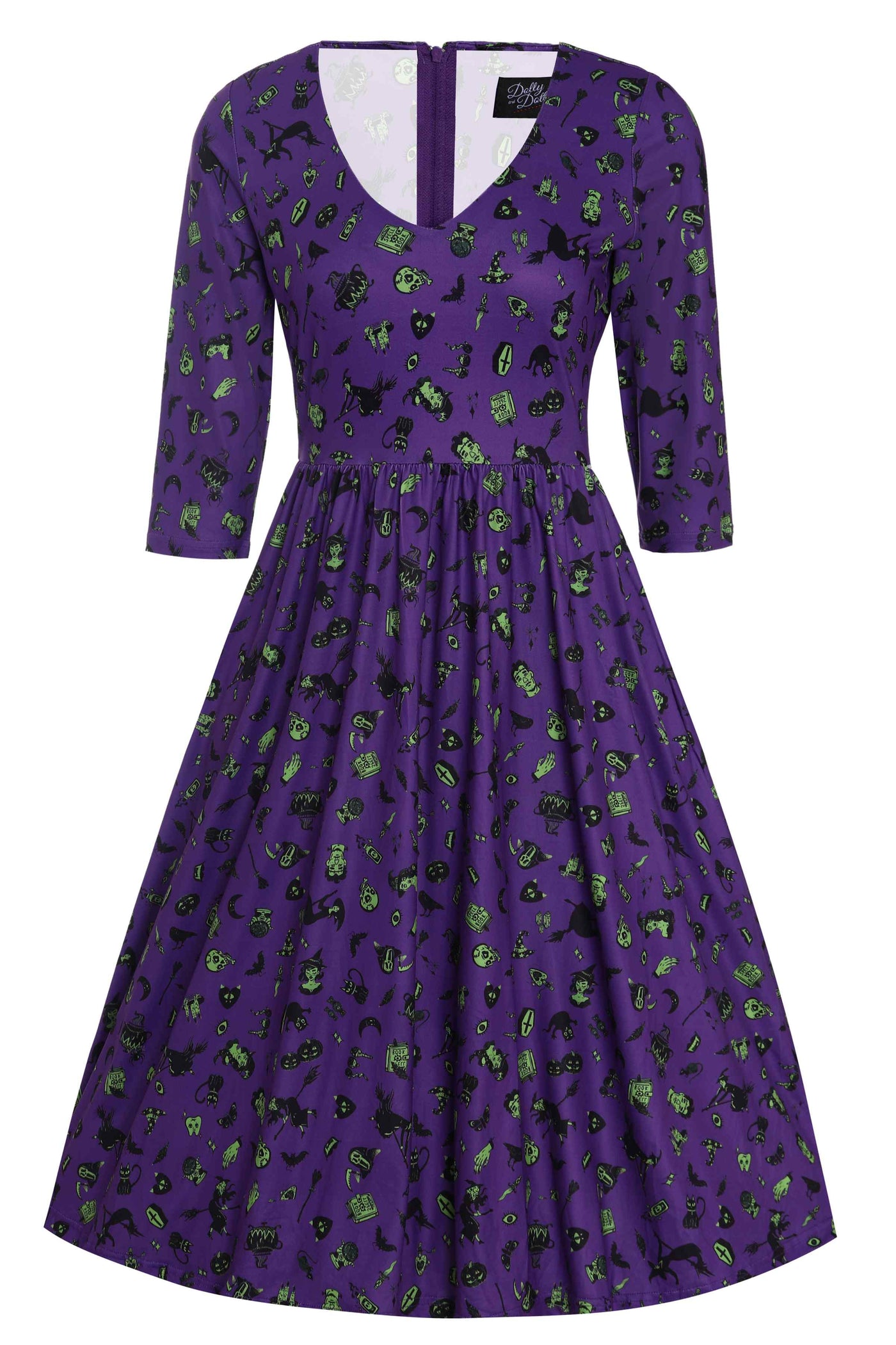 witchy purple dress Kids' Witch Purple Dress with Hat Halloween Costume, Assorted Sizes