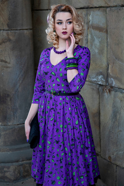 Purple Wizard & Witch Long Sleeved Dress