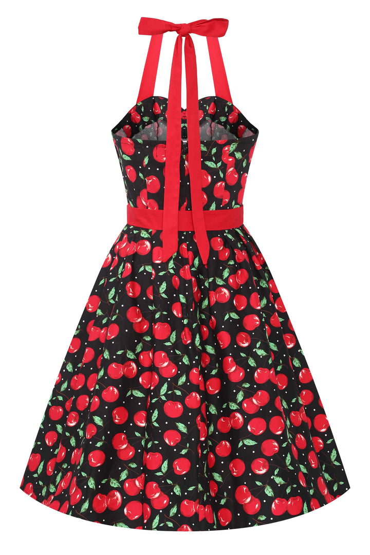 Rockabilly Halter Neck Cherry Swing Dress