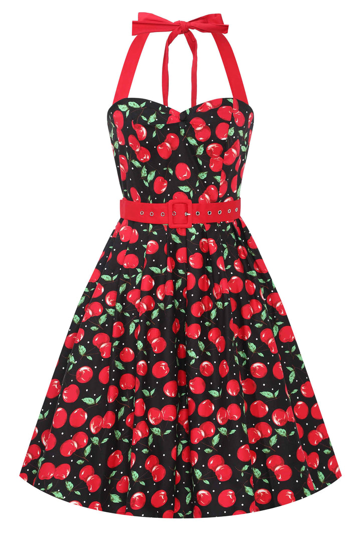Black halter neck swing dress sale