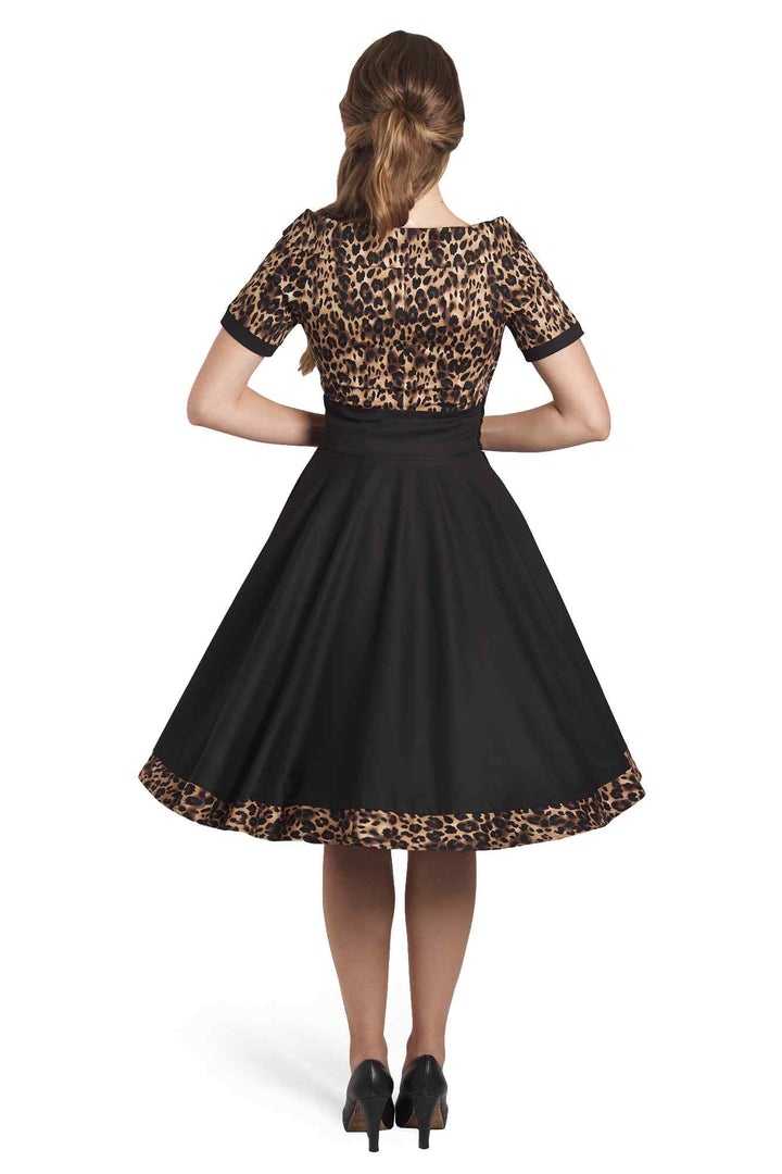 Darlene Swing Dress in Leopard Animal Print - Dolly and Dotty Darlene Swing Dress in Leopard Animal Print - Dolly and Dotty