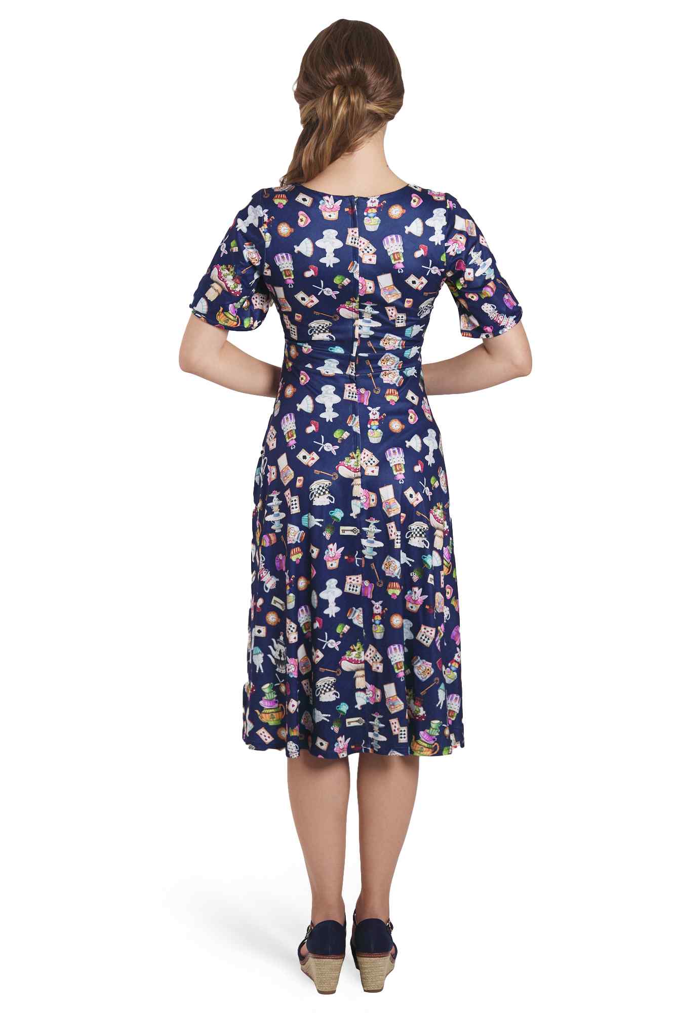 Janice Blue Wonderland Petal Sleeved Flared Tea Dress Janice Blue Wonderland Petal Sleeved Flared Tea Dress