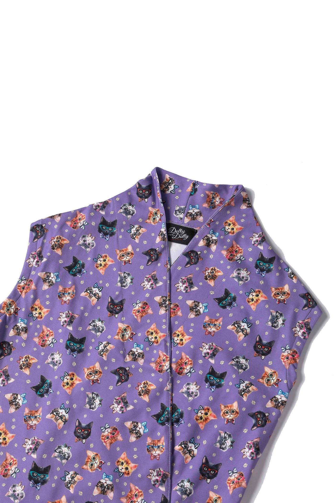 Close up View of Wrap Around Cat Top in Purple