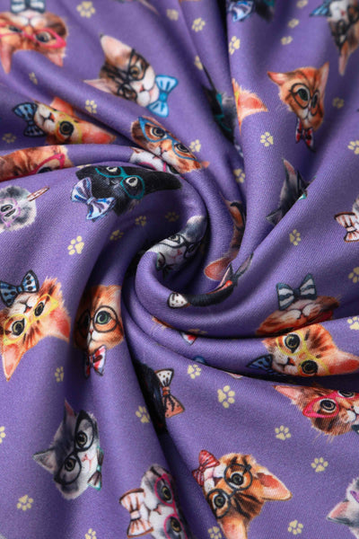 Close up View of Wrap Around Cat Top in Purple