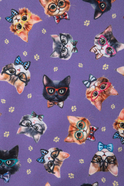 Close up View of Wrap Around Cat Top in Purple