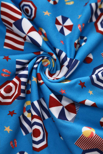 Fabric of Matilda Wrap Dress In Blue Parasole Print