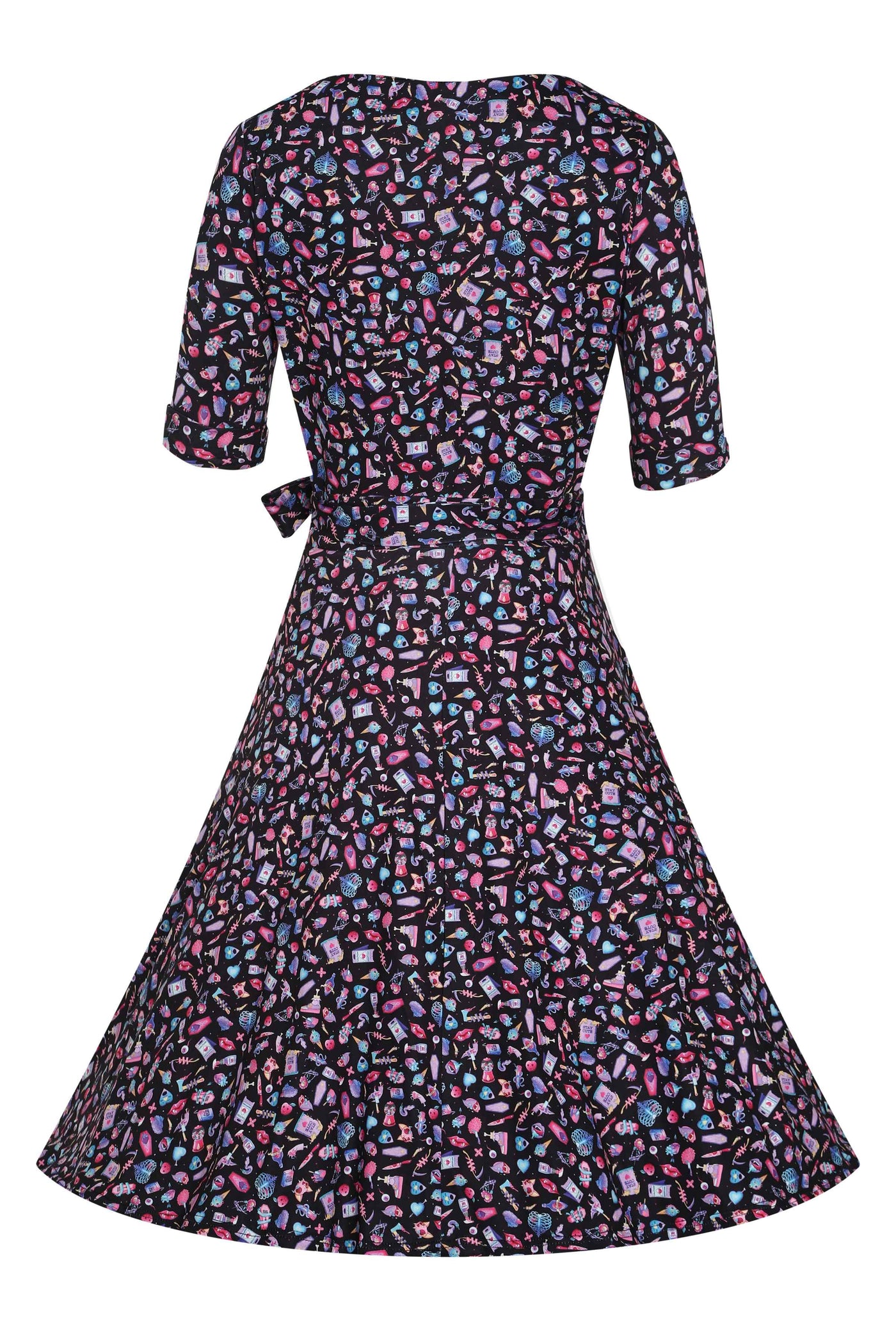 Back view of Y2K Goth Punk Wrap Dress