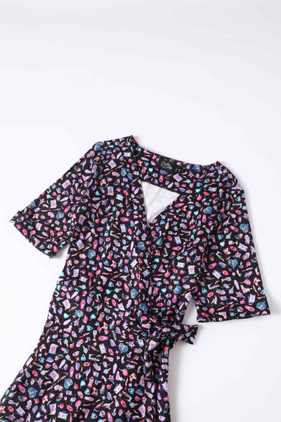 Close up view of Y2K Goth Punk Wrap Dress