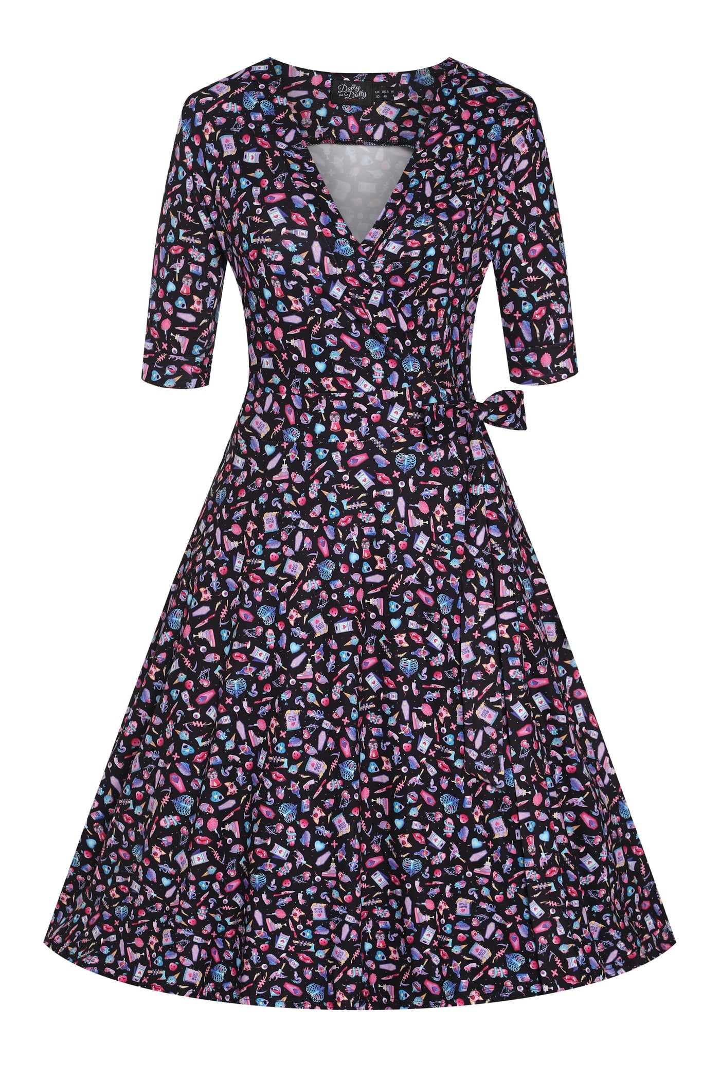 Front view of  Y2K Goth Punk Wrap Dress