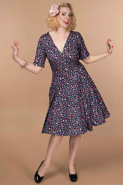 A lady wearing a Y2K Goth Punk Wrap Dress