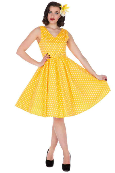Yellow Polka Dot Swing Dress