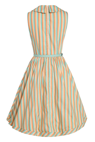 Back view of Yellow Striped Shirt Dress