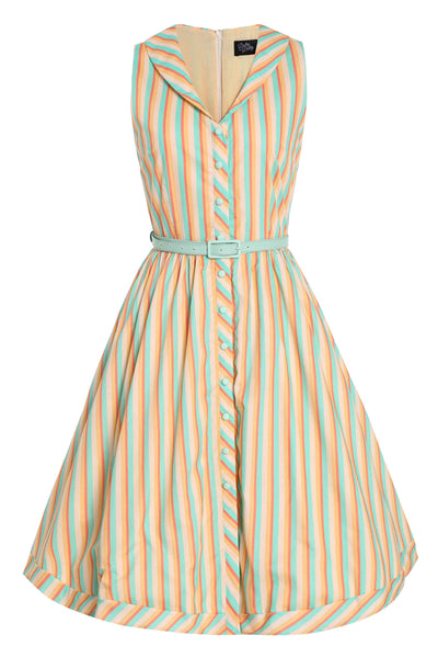 Front view of Yellow Striped Shirt Dress