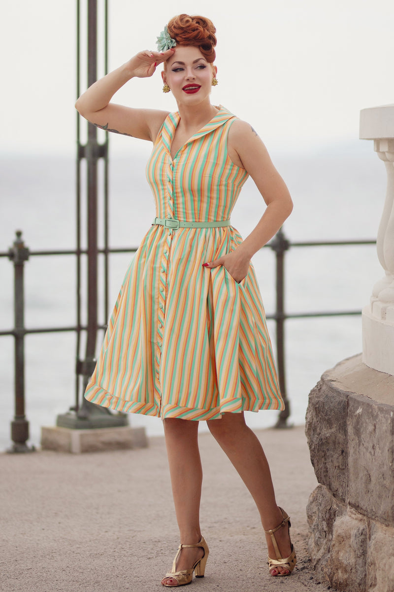 Maverick Yellow Striped Shirt Dress 8
