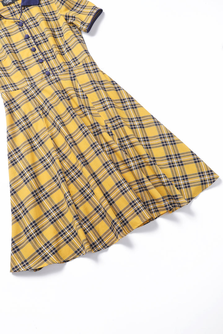 Penelope Yellow Tartan Shirt Dress - Main Image