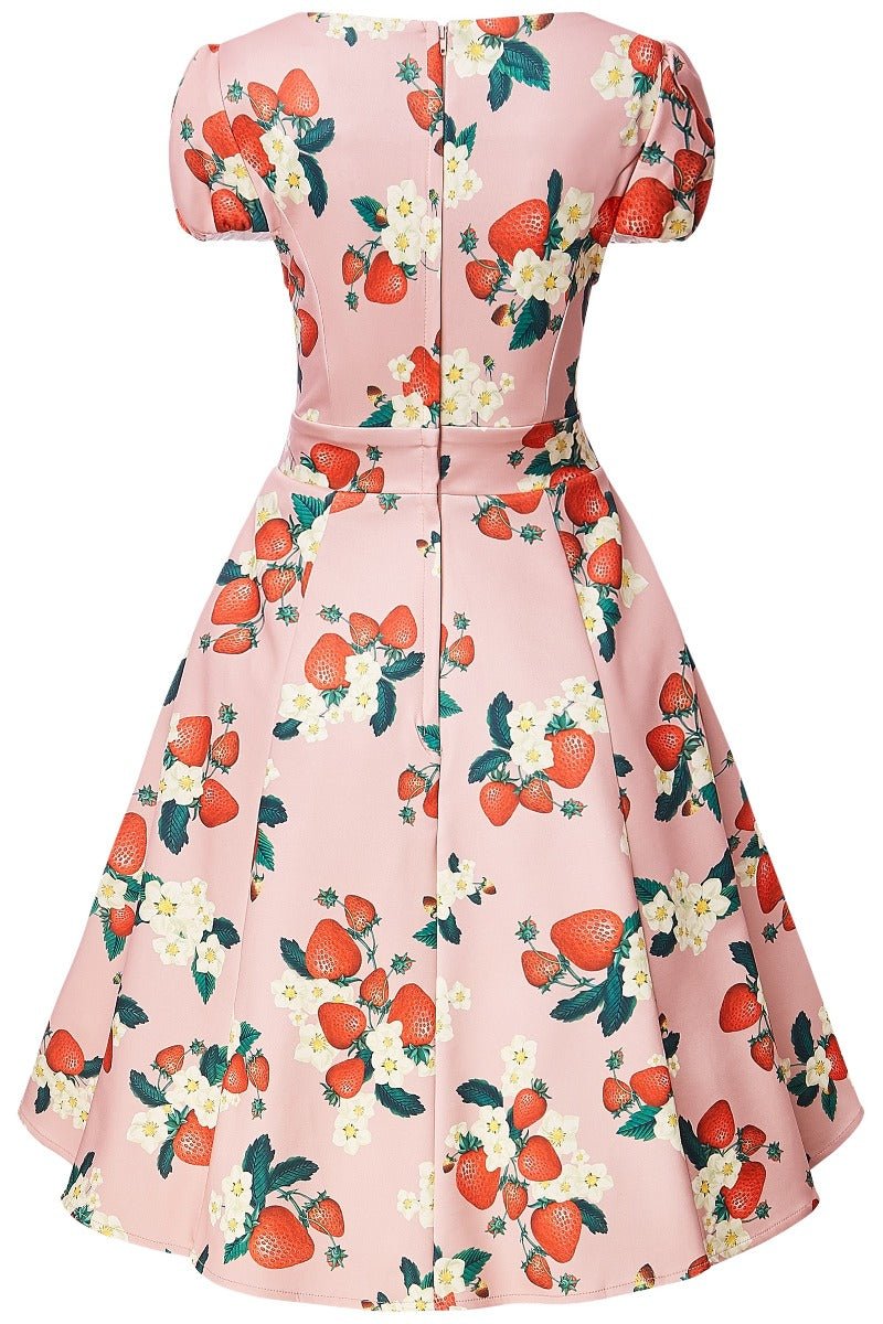 Woman's 50s Style Vintage Inspired Pink Strawberry Dress
