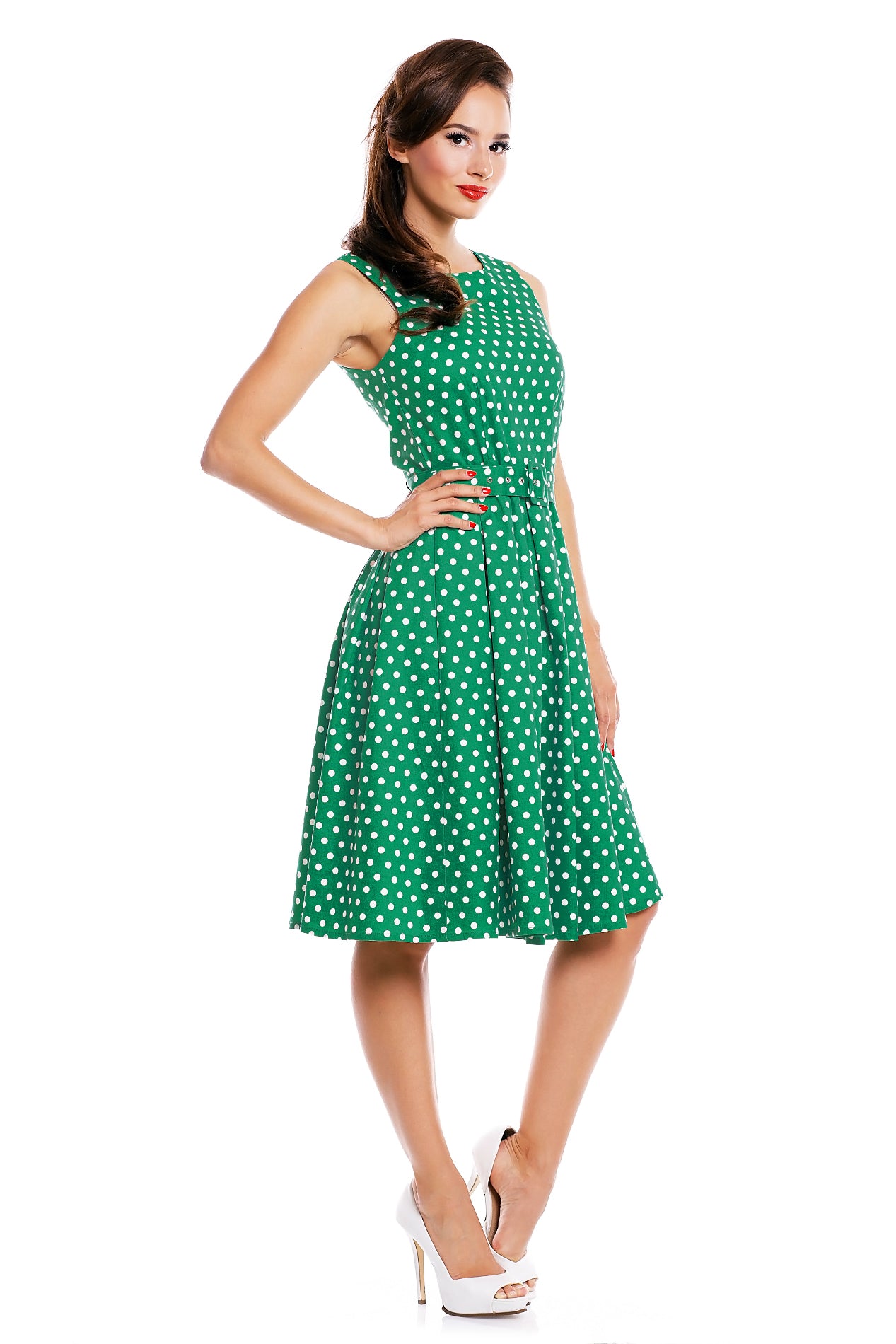 Lola Green Polka Dot Swing Dress