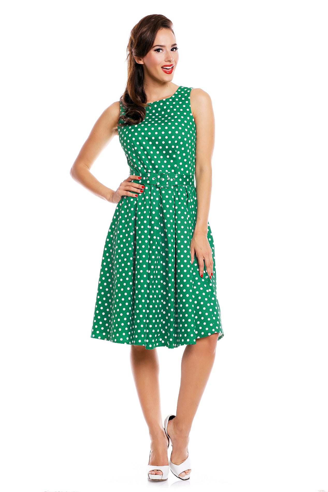 Green Polka Dot Swing Dress