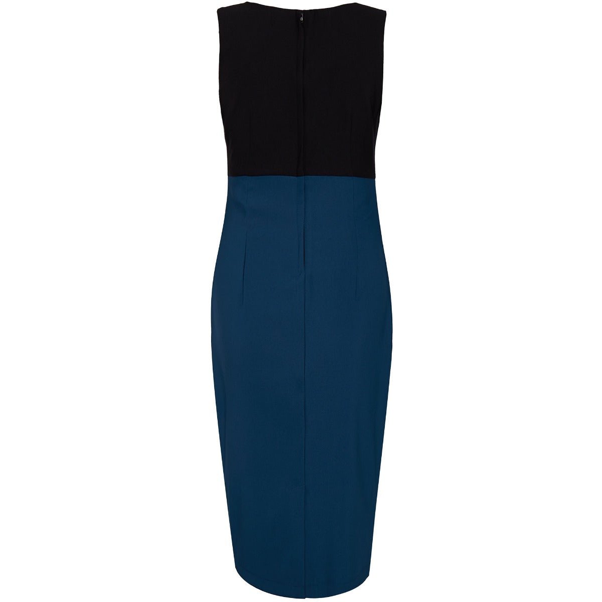 Fitted Plain Vintage Dress in Black-Blue