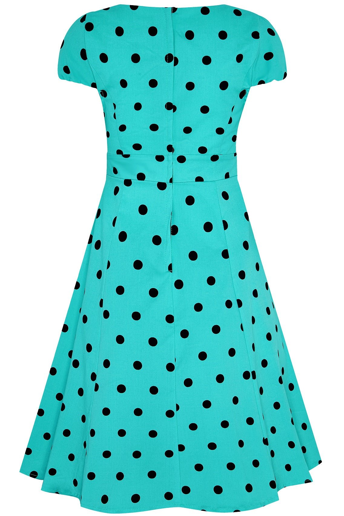 Claudia Flirty Fifties Style Polka Dot Dress Turquoise & Black