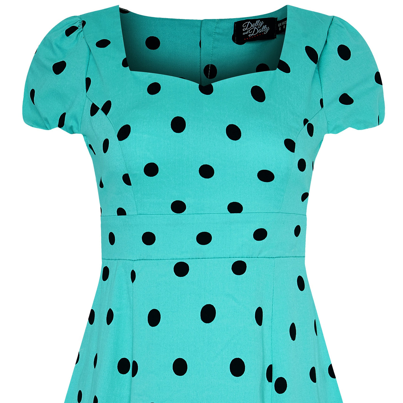 Claudia Flirty Fifties Style Polka Dot Dress Turquoise & Black