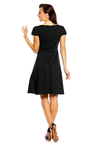 Plain black vintage dress back view