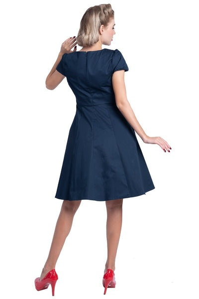 Plain Navy Swing Dress back