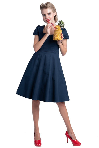 Plain Navy Swing Dress