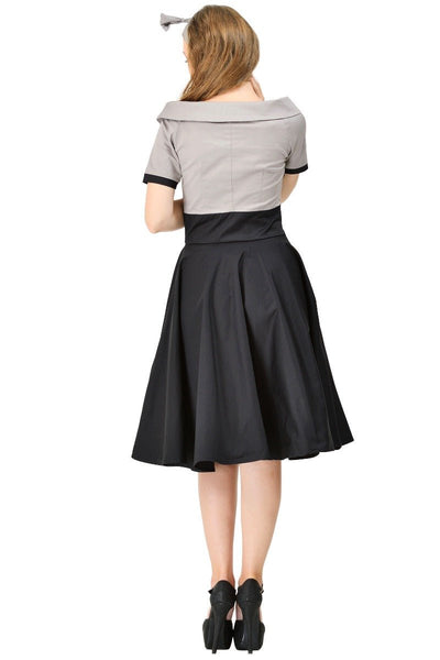 Darlene Retro Multi Tone Swing Dress in Grey-Black