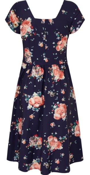 Viktoria 50s inspired A-line Blue dress with Floral Print