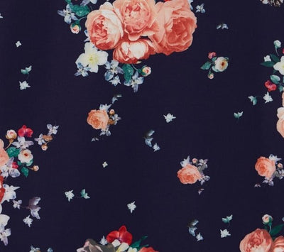 Viktoria 50s inspired A-line Blue dress with Floral Print