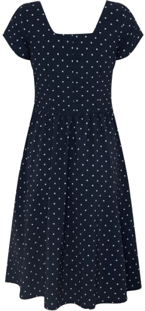 Viktoria 50s inspired A-line dress in Navy & White Polka Dot