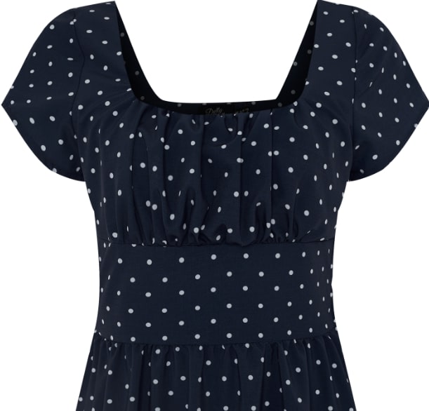 Viktoria 50s inspired A-line dress in Navy & White Polka Dot