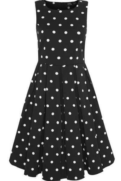 Annie Retro Polka Dot Dress In Black-White